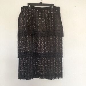 Worth Black Lace Midi Skirt